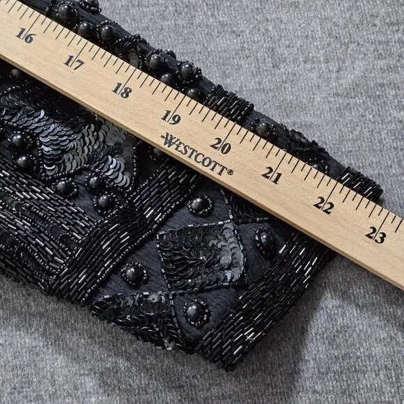 Joan Leslie Talbots Jacket Womens L Petite Black Top Sequins Beads Silk LS Vtg - Picture 6 of 16